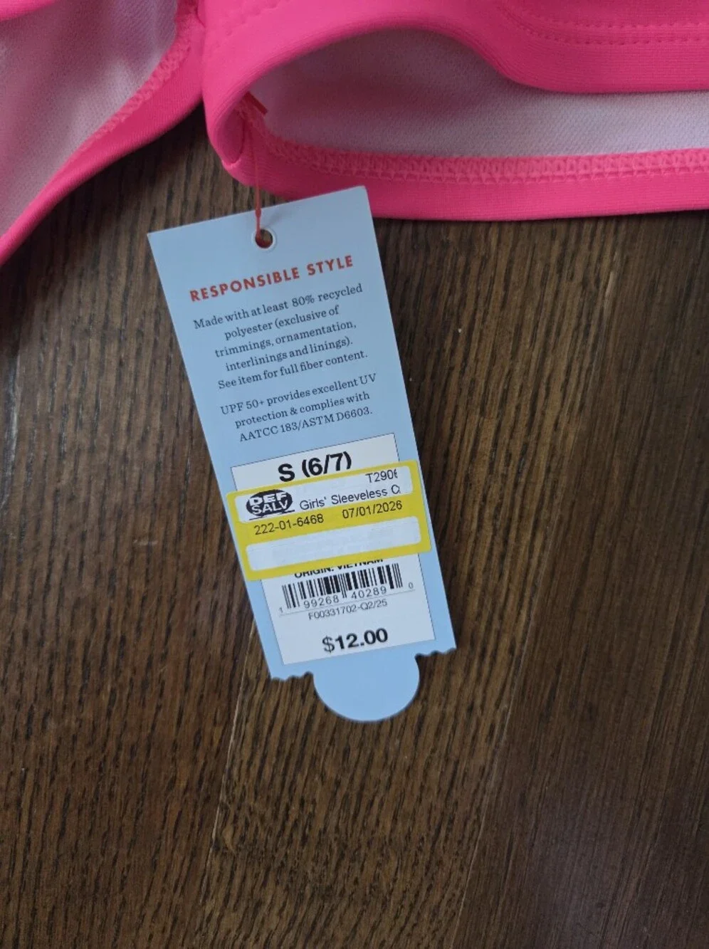 New Cat & Jack Girls Small Pink/Yellow Tankini Swim Suit